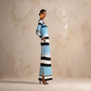 Women's French-style Casual Striped Long-sleeve Knit Maxi Dress ZMZ2026I8XT