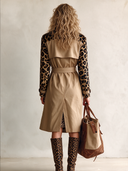 Women's Fashionable Cotton Double-Breasted Trench Coat With Leopard-Print Faux Suede Patchwork ZMZ2007I1SWL