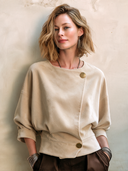 Women's Vintage Light Khaki Faux Suede Three-quarter Sleeve Jacket ZMZ2005I0SWL