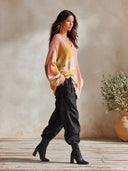 Women's Color Block V Neck Knit Sweater, Oversized Long Sleeve Irregular Raw Hem Pullover, Casual Loose Fall Jumper ZMZ2161I2YZH