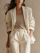 Women's Vintage Corduroy Blazer, Oversized Lapel Single Button Jacket, Casual Loose Long Sleeve Outerwear ZMZ2124I5YZH