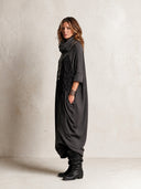 Women's Vintage Casual Loose-Fit Cowl-Neck Maxi Dress ZMZ2158I3XT