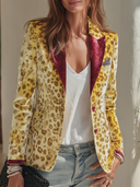 Women's American Retro Leopard Print Velvet Single-Breasted Blazer ZMZ2178I2ZYY