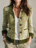 Women's American Retro Leopard Print Velvet Stand-Collar Single-Breasted Jacket ZMZ2130I8ZYY