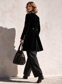 Women's Classic Velvet Embroidered Stand-Collar Button-Front Mid-Length Coat ZMZ2133I9SWL