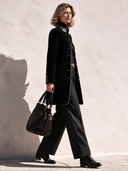 Women's Classic Velvet Embroidered Stand-Collar Button-Front Mid-Length Coat ZMZ2133I9SWL