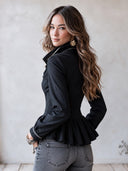 Women's Asymmetric Zip Peplum Jacket With Cowl Collar ZMZ2104I0YZH