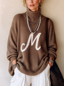 Women's Classic M-Logo Color-Block Turtleneck High-Stretch Knit Sweater ZMZ2173I6SWL