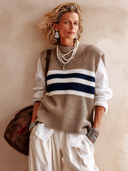 Women's Stylish Color-Block High-Stretch Knit Pullover Vest ZMZ2147I4SWL