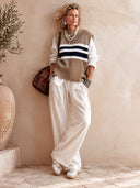 Women's Stylish Color-Block High-Stretch Knit Pullover Vest ZMZ2147I4SWL