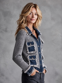 Women's Raw-Edge Denim Pocket-Panel Cardigan Jacket ZMZ2175I3XT