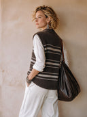 Women's Classic High-Stretch Knit Pullover Vest – Dark Brown Color-Block Design ZMZ2109I6SWL