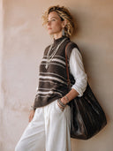 Women's Classic High-Stretch Knit Pullover Vest – Dark Brown Color-Block Design ZMZ2109I6SWL