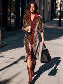 Women's Retro-American Style Casual Long-Sleeve Leopard Print Velvet Midi Dress With Shirt Collar ZMZ2131I6ZYY