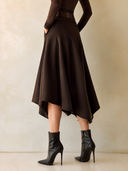 Women's Classic Dark Brown High-Waisted Blend Skirt (Belt Included) ZMZ2184I5SWL