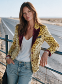 Women's American Retro Leopard Print Velvet Single-Breasted Blazer ZMZ2178I2ZYY