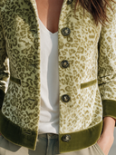 Women's American Retro Leopard Print Velvet Stand-Collar Single-Breasted Jacket ZMZ2130I8ZYY