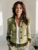 Women's American Retro Leopard Print Velvet Stand-Collar Single-Breasted Jacket ZMZ2130I8ZYY