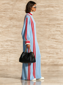 Women's Resort-Style Striped Long-Sleeve Maxi Dress With Mock Neck ZMZ2049I3XT