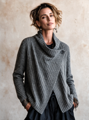 Women's Vintage Ribbed Knit Single-Button Cardigan ZMZ2229I3SWL