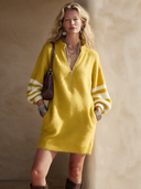 Women's Fashionable Yellow Zip-up Collar High-elastic Knit Mini Dress ZMZ2216I4SWL