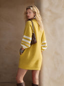 Women's Fashionable Yellow Zip-up Collar High-elastic Knit Mini Dress ZMZ2216I4SWL