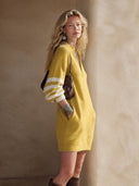 Women's Fashionable Yellow Zip-up Collar High-elastic Knit Mini Dress ZMZ2216I4SWL