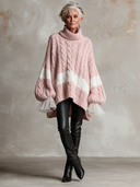 Women's Relaxed-Fit Striped Cable-Knit Turtleneck Sweater ZMZ2203I6XT