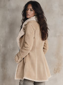 Women's Western-style Faux-shearling Lined Suede Moto Coat ZMZ2367I2XT