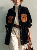 Women's Premium Classic Corduroy Button-Front Mid-Length Jacket ZMZ2349I0SWL