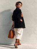 Women's Premium Classic Corduroy Button-Front Mid-Length Jacket ZMZ2349I0SWL