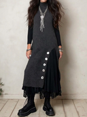 Women's Sleeveless Ribbed Knit Maxi Dress With Button Side Slit ZMZ2390I6YZH