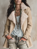 Women's Western-style Faux-shearling Lined Suede Moto Coat ZMZ2367I2XT