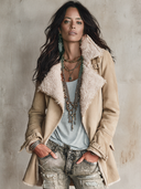 Women's Western-style Faux-shearling Lined Suede Moto Coat ZMZ2367I2XT