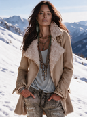 Women's Western-style Faux-shearling Lined Suede Moto Coat ZMZ2367I2XT