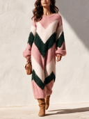 Women's Stylish Autumn/Winter Color-Block High-Stretch Knitted Long-Sleeve Dress ZMZ2318I5SWL