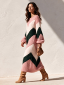 Women's Stylish Autumn/Winter Color-Block High-Stretch Knitted Long-Sleeve Dress ZMZ2318I5SWL