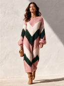 Women's Stylish Autumn/Winter Color-Block High-Stretch Knitted Long-Sleeve Dress ZMZ2318I5SWL