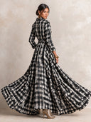 Women's Casual Vintage Plaid Long-Sleeve Shirt Maxi Dress ZMZ2458I7XT