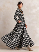 Women's Casual Vintage Plaid Long-Sleeve Shirt Maxi Dress ZMZ2458I7XT