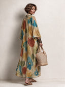 Women's Resort Chiffon Floral Print Lapel Maxi Dress ZMZ2478I5XT