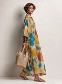 Women's Resort Chiffon Floral Print Lapel Maxi Dress ZMZ2478I5XT