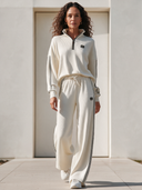 Women's Casual Ribbed Quarter-zip Knit Top And Trousers Two-piece Set ZMZ2445I5XT