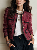 Women's Fashionable Chanel-style Tweed Button Jacket ZMZ2448I4SWL