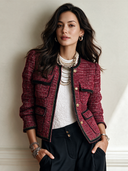 Women's Fashionable Chanel-style Tweed Button Jacket ZMZ2448I4SWL