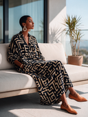 Women's Vintage-Style Casual Printed Velvet V-Neck Long-Sleeve Loose Maxi Dress ZMZ2255I5ZYY