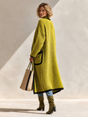 Women's Stylish Avocado-Green Open-Front Knit Cardigan ZMZ2487I3SWL