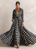 Women's Casual Vintage Plaid Long-Sleeve Shirt Maxi Dress ZMZ2458I7XT