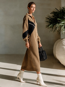 Women's Vintage-Style Elegant Casual V-Neck Zip-Front Long-Sleeve Knit Maxi Dress ZMZ2465I8ZYY