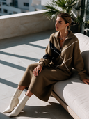 Women's Vintage-Style Elegant Casual V-Neck Zip-Front Long-Sleeve Knit Maxi Dress ZMZ2465I8ZYY